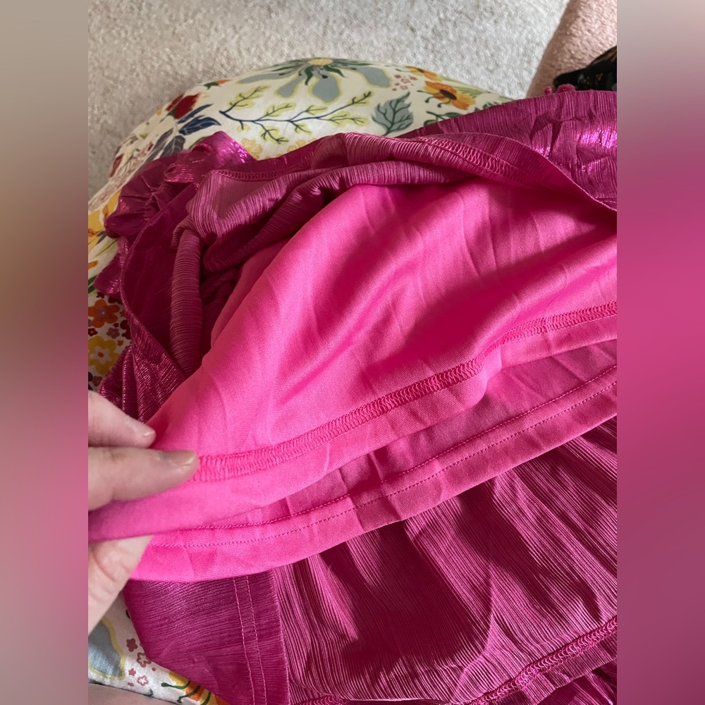 Ivy City Co Shimmery Fuchsia Wrap Midi Dress - Picture 10 of 12